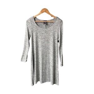 TMG New York Dress Heather Gray Knit Scoop Neck Long Sleeve Mini Preppy Small